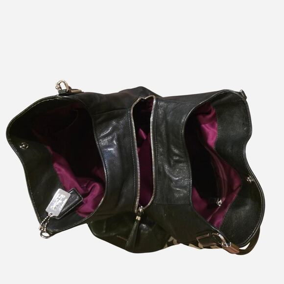 Coach Women's Black Circle Pattern Leather Hobo Bag - Picture 3 of 6